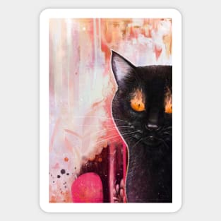 Black cat with fire Sticker